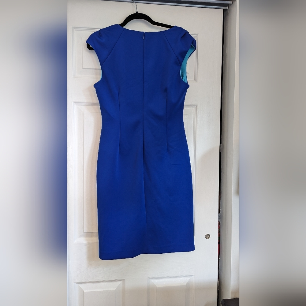 Sz 10 Calvin Klein Cobalt Blue Scuba Knit Bodycon Dress